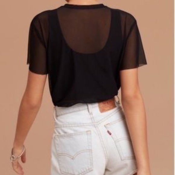WILFRED FREE ARITZIA Sheer Black JAMILLA Tee - Picture 5 of 7